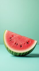 Single slice of watermelon isolated on a bright, colorful background for emphasis.