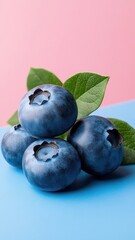 Single blueberry isolated on a bright, colorful background for emphasis.