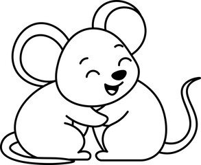 Two beige cartoon mice hugging each other vector shape