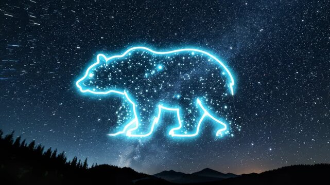 Animated Starry Sky Depicting Ursa Major Transforming Into Bear Shape