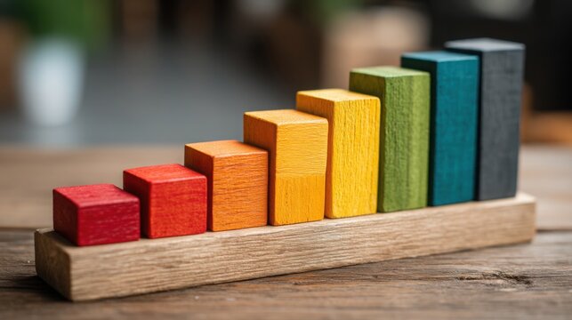 A colorful wooden toy featuring a rainbow block exemplifying eco-innovation index and sustainable playtime products