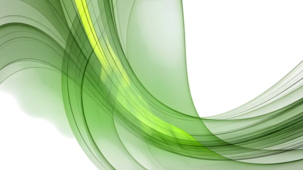 Abstract green and yellow curved lines on a black background art