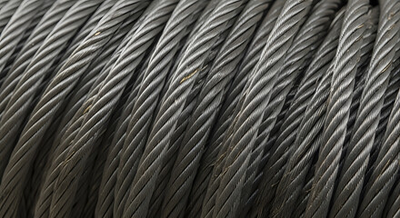 Heavy-duty coiled steel wire rope provides strength and industrial texture.