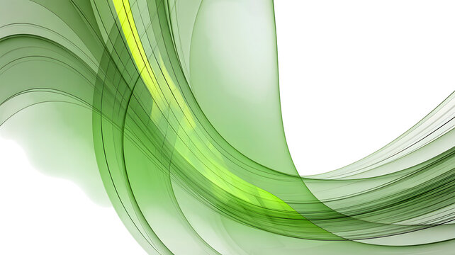 Abstract green and yellow curved lines on a black background art