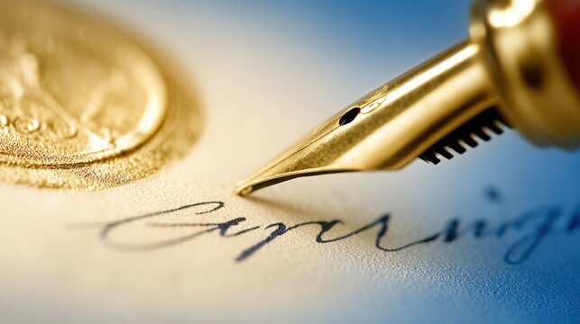Elegant fountain pen skillfully writing a thoughtful letter on quality paper for an economic grant application request