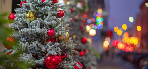 Christmas tree on a city street