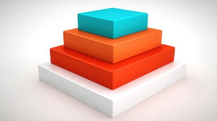 Three stacked colorful blocks symbolizing economic structure layers in a conceptual representation