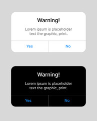 Smartphone screen warning notification interface mockup template design.