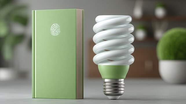 A light bulb placed inside a green box representing an energy efficiency upgrade file and report outline document