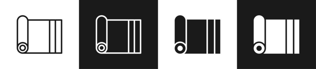 Yoga Mat Line N Glyph Icon Style In White And Black Background