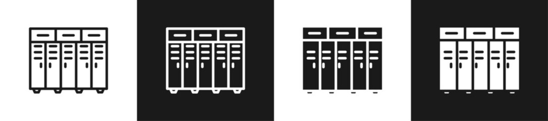 Locker Room Line N Glyph Icon Style In White And Black Background