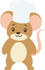 Cartoon Mouse Wearing a Chef Hat