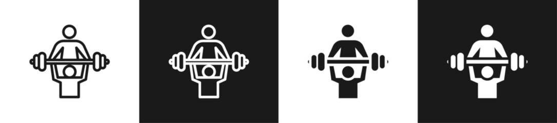 Personal Trainer Line N Glyph Icon Style In White And Black Background