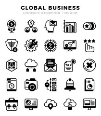 Set of simple Lineal Filled Global Business Icons. Lineal Filled art icons pack.