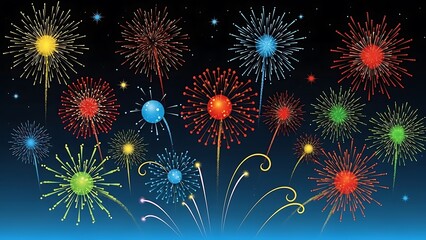 Vibrant fireworks exploding in the night sky celebration and festival concept