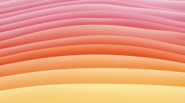 Abstract background with smooth, wavy, layered stripes in a warm gradient of pink to orange, 4k video