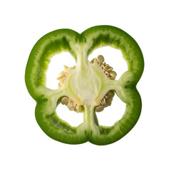 Cross-Section of a Green Bell Pepper, Highlighting Its Seeds and Inner Structure 
