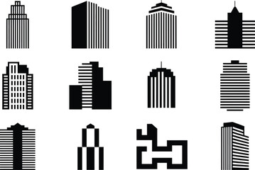 Building abstract city icons collection