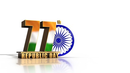 77th Republic Day 3D Text with Ashoka Chakra