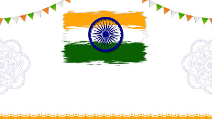 Indian Flag Brush Stroke Design with Red Fort and Ashoka Chakra
