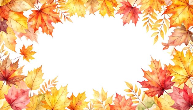 Autumn leaves frame with vibrant colors for seasonal designs.