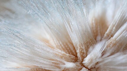 Close-up of a flower petal. the petal is white and has a soft, feathery texture. the center of the petal has a small, circular indentation in the center.