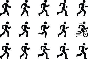 Naklejka premium Running and jogging pictogram set