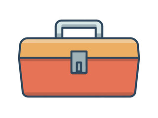 A simple illustration of an open toolbox with a handle and latch.