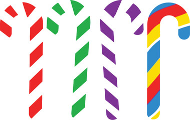 Obraz premium Colorful candy canes arranged in a row a festive and sweet design