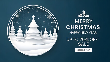 Merry christmas and happy new year sale with up to 70 percent off discount offer