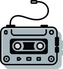 Portable cassette player walkman icon symbol vector illustration on transparent background