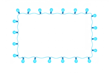 String lights creating a blue rectangular frame border