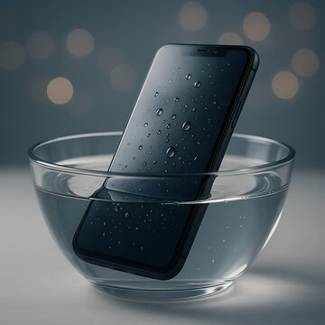 Phone dropped accidentally in water bowl showing wet device damage repair problem fix, waterlogged smartphone issue, drying methods, emergency steps, and tech troubleshooting people search online