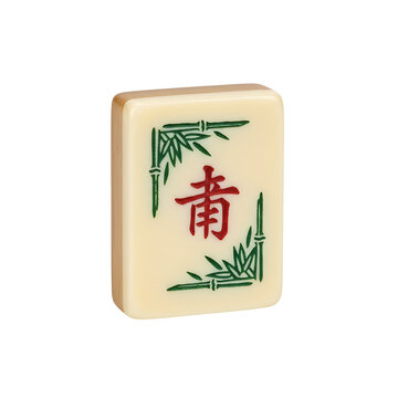 Mahjong tile with bamboo and Chinese character