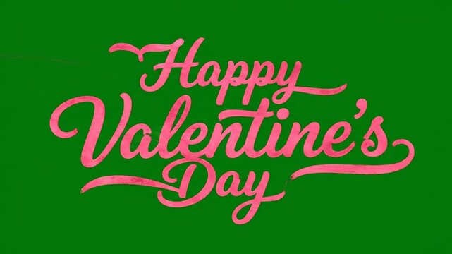 Romantic Valentines Day Celebration A Festive Green Screen Animation with Pink Scripted Text Wishing Happy Valentines Day for Social Media Greetings and LoveThemed Projects. - Powered by Adobe