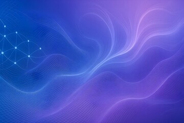 Fototapeta premium Stunning blue and purple gradient waves with network, ideal as a modern tech or business background, offering a vibrant professional aesthetic for presentations