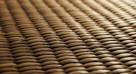 Close-up of a woven mat with a repeating pattern of rounded shapes.