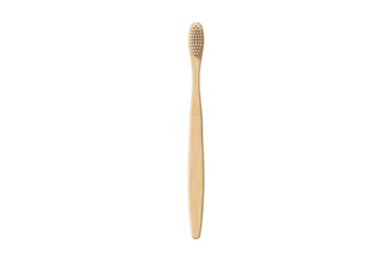 Eco bamboo toothbrush isolated on transparent background, cut out, PNG