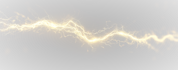 Golden lightning bolt light PNG. A sharp electric strike lights up a dark clouded sky. Use as overlay to enhance dynamic storm visuals.