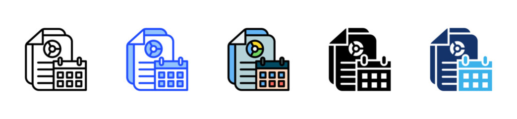 Annual Review Icon Collection With Multiple Styles