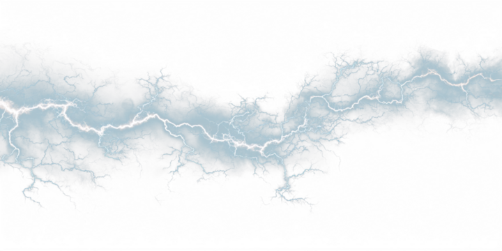 Blue lightning neon light PNG. Vivid blue and white electric bolt cutting through a dark sky. Perfect overlay for futuristic or sci-fi themed designs.