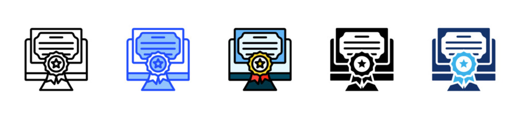 Online Certification Icon Collection With Multiple Styles