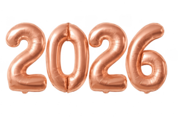 Rose gold 2026 foil number balloons for new year celebration