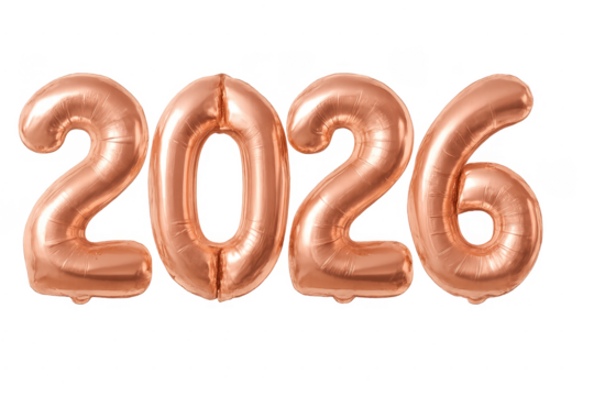 Rose gold 2026 foil number balloons for new year celebration - Powered by Adobe