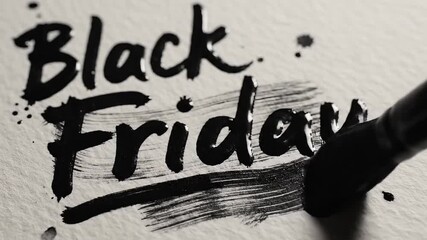 Dynamic brushstroke creating bold typography on textured paper, perfect for artistic projects, calligraphy tutorials, or creative brand visuals