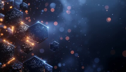 テクノロジーの輝き: 未来的な抽象的ヘキサゴン背景