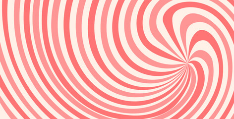 Twisted pink candy pattern. Retro spiral sun rays backdrop. Abstract girly illustration. Vector wavy dynamic lines decoration. Carnival stripes vintage design.