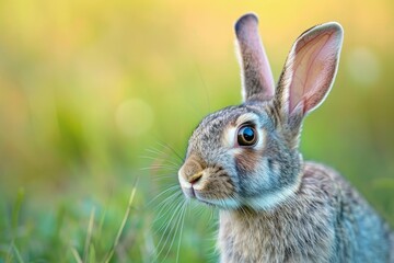 Fototapeta premium European rabbit enjoying the vibrant springtime meadow