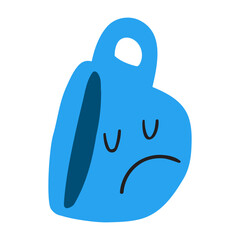 Blue Monday Coffee. Tilted blue mug with sad face for winter blues concept. For January social media campaigns, mental health awareness and seasonal content.