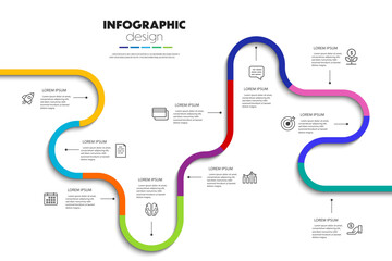Timeline infographics template diagrams, graphs, presentations and business concept charts with 10 options